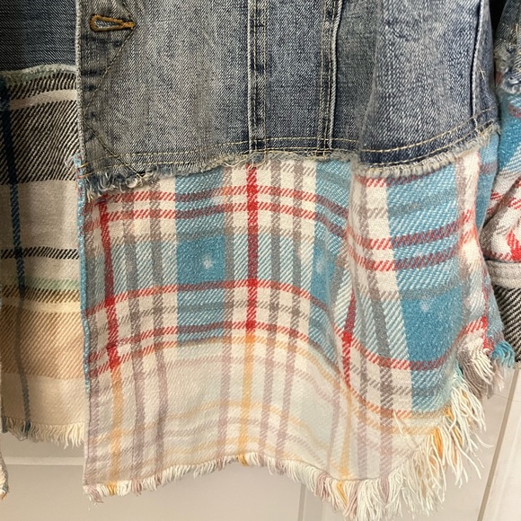 FREE PEOPLE DENIM AND PLAID JACKET M/L - Picture 3 of 5
